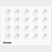 Blue Floral Tea Party Twin Baby shower Vierkante Sticker (Vel)