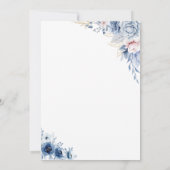 Blue Floral Tea Party Verjaardag Uitnodiging (Achterkant)