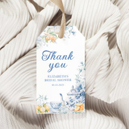 Blue Floral Tea Party Vrijgezellenfeest Favorieten Cadeaulabel