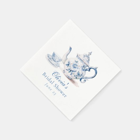 Blue Floral Tea Party Vrijgezellenfeest Servet (Hoek)