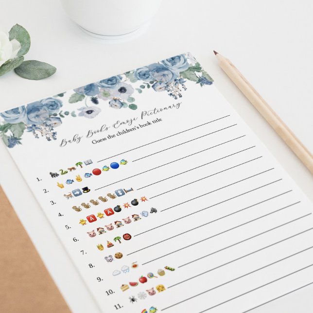 Blue Floral Tea Time Baby Boeken Emoji spel (Creator heeft geüpload)