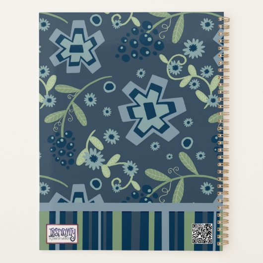 Blue Floral Teacher Gepersonaliseerde Monogram Naa Planner (Achterkant)