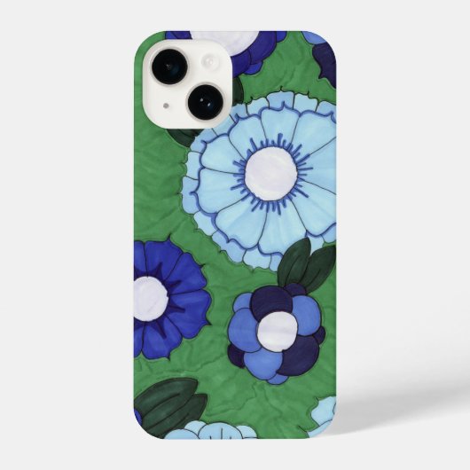 Blue Floral Telefoonhoesje iPhone Hoesje (Achterkant)