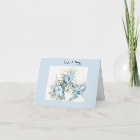 Blue Floral Thank You Card Bedankkaart (Voorkant)