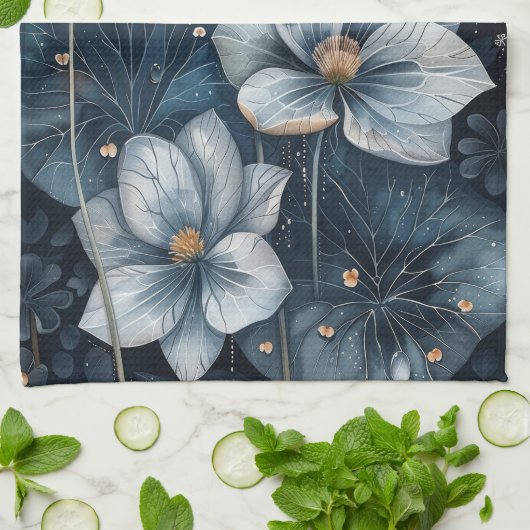 Blue Floral Theedoek (Gevouwen)