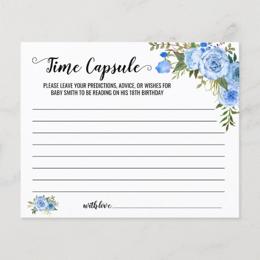 Blue Floral Time Capsule Advice voor Baby Flyer (Voorkant)