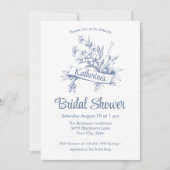 Blue Floral Toile Bridal Shower Kaart (Voorkant)
