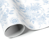 Blue Floral Toile Cadeaupapier (Rol Hoek)