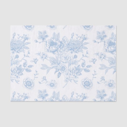 Blue Floral Toile Tissuepapier (Voorkant)