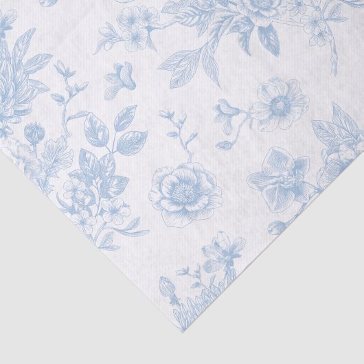 Blue Floral Toile Tissuepapier (Detail)