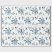 Blue Floral Toile Vintage Bouquet Elegant Cadeaupapier (Vlak)