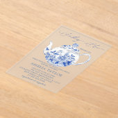 Blue Floral Toile Vrijgezellenfeest Clear Acryl Uitnodigingen (Laagn)