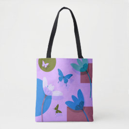 Blue Floral Tote Bag – Modern Abstract Design
