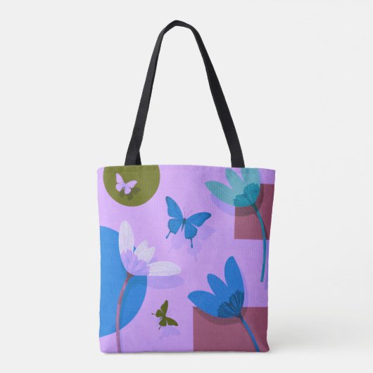 Blue Floral Tote Bag – Modern Abstract Design (Achterkant)