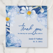Blue Floral Trendy Bedankt Bericht Trouwfeest Bedankjes Labels (Achterkant)