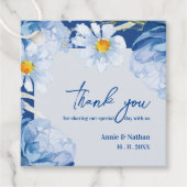 Blue Floral Trendy Bedankt Bericht Trouwfeest Bedankjes Labels (Voorkant)