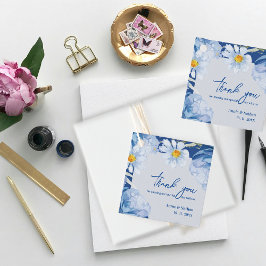 Blue Floral Trendy Bedankt Bericht Trouwfeest Bedankjes Labels