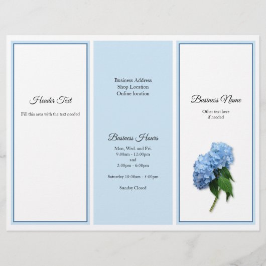 Blue Floral Tri-voudig Business Brochure Foto broc (Voorkant)