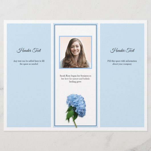 Blue Floral Tri-voudig Business Brochure Foto broc (Achterkant)
