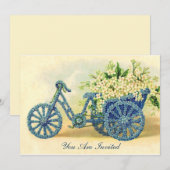  Blue Floral Tricycle Uitnodiging (Voorkant / Achterkant)