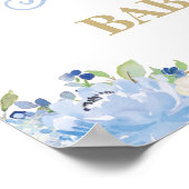 Blue Floral Twin Boys Elephant Baby shower Welkom Poster (Hoek)