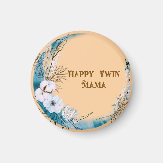 Blue Floral Twin Mama Magneet (Voorkant)