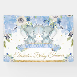 Blue Floral Twins Elephant Boys Welkomstachtergron Spandoek