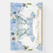 Blue Floral Twins Elephant Boys Welkomstachtergron Spandoek (Verticaal)