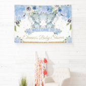Blue Floral Twins Elephant Boys Welkomstachtergron Spandoek (Insitu)