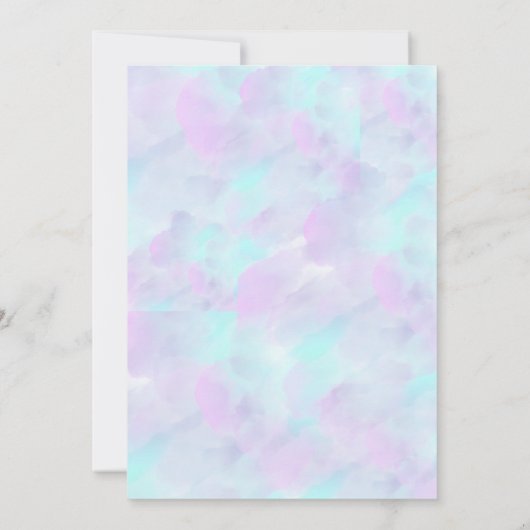 Blue Floral Verjaardag met Pastel Waterverf Kaart (Achterkant)