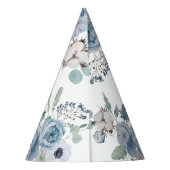 Blue Floral verjaardagsfeestje Pet Feesthoedjes (Achterkant)