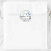 Blue Floral Verloving dank u. Ronde Sticker (Tas)