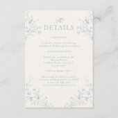 Blue Floral Victorian Heart Monogram Wedding Informatiekaartje (Voorkant)
