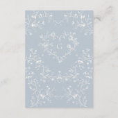 Blue Floral Victorian Heart Monogram Wedding Informatiekaartje (Achterkant)