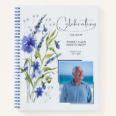 Blue Floral Viering van het leven Uitvaart Gastenb Notitieboek (Voorkant)