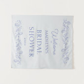 Blue Floral Vines Bridal Shower Welcome Sign Wandkleed (Voorkant (horizontaal))