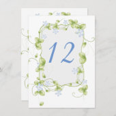 Blue Floral Vines Weddenschappen Informatiekaartje (Voorkant / Achterkant)