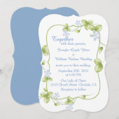 Blue Floral Vines Wedding Invitation Kaart (Voorkant / Achterkant)
