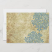 Blue Floral Vintage Wedding Invitting Kaart (Achterkant)
