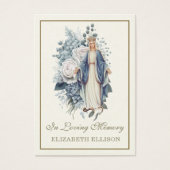 Blue Floral Virgin Mary Funeral Prayer Kaart (Voorkant)