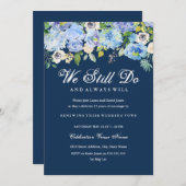 Blue Floral Vow Renewal Jubileum Invitation Kaart (Voorkant / Achterkant)