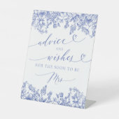 Blue Floral Vrijgezellenfeest Advies en Wensen tek Reclamebord Met Voetstuk (Voorkant)