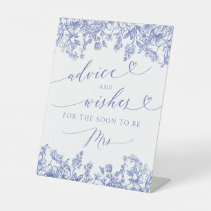 Blue Floral Vrijgezellenfeest Advies en Wensen tek Reclamebord Met Voetstuk
