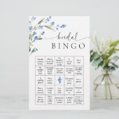 Blue Floral Vrijgezellenfeest Bingo spel Briefpapier (Staand voorkant)