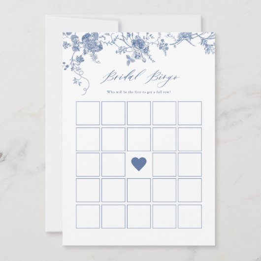 Blue Floral Vrijgezellenfeest Bingo spel Kaarten (Voorkant)