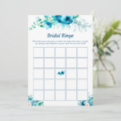 Blue Floral Vrijgezellenfeest Bingo spel Kaarten (Staand voorkant)