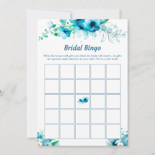 Blue Floral Vrijgezellenfeest Bingo spel Kaarten