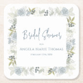 Blue Floral Vrijgezellenfeest Custom Script Kartonnen Onderzetters (Voorkant)