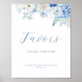 Blue Floral Vrijgezellenfeest Favors Poster (Voorkant)