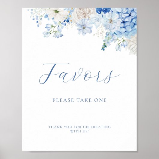 Blue Floral Vrijgezellenfeest Favors Poster (Voorkant)